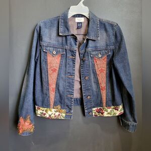Gap Denim Jacket Embellished Debra Hodges Design Unique Boho Western Festival L